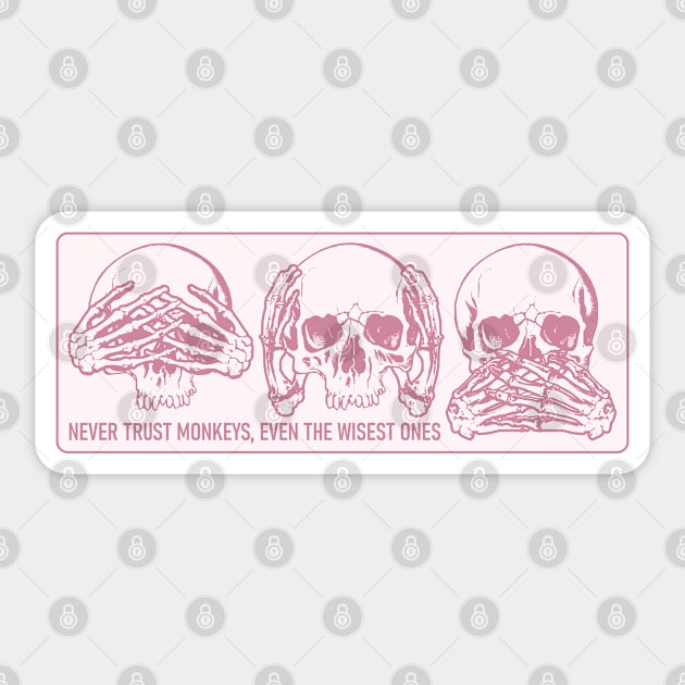 Three Wise Skulls (pink) Sticker by Monkey Business Bank